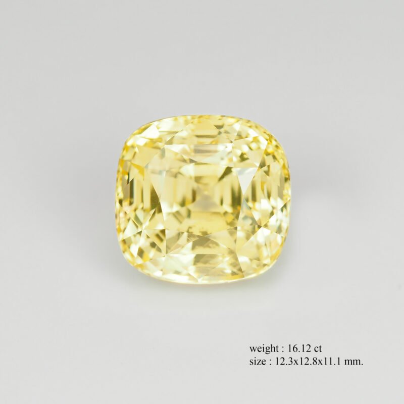 Yellow Sapphire Cushion Cut 16.12 Carats, No Heat, Sri Lanka