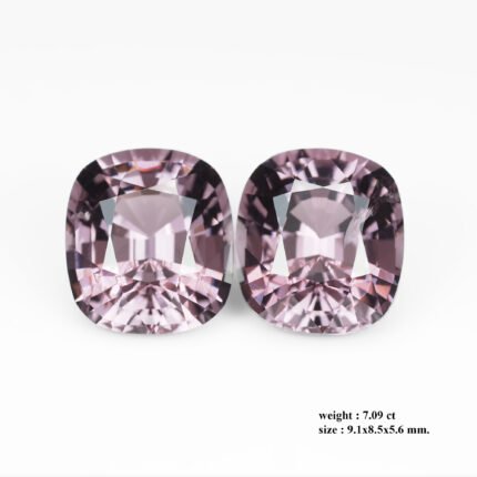 7.09 ct Total Burmese Unheated Spinel Pair – Violet-Pink Cushions