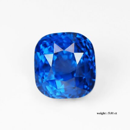 5.01 ct "Royal Blue"_Unheated Sri Lanka Blue Sapphire_Brilliant Cushion